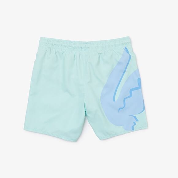 Lacoste Boys Crocodile Logo Print Light Swimming Trunks - Picture 2 of 5